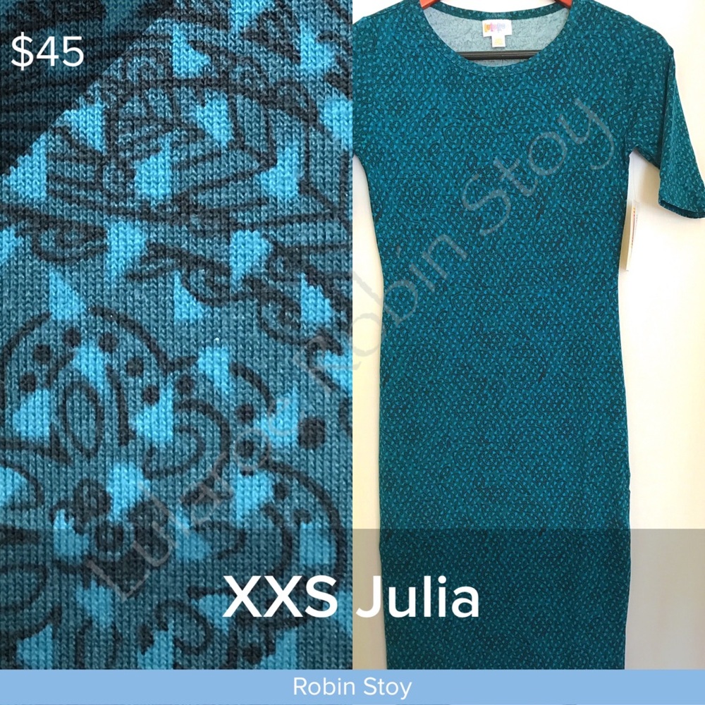 Lularoe Julia Dress NWT Turquoise & Black
